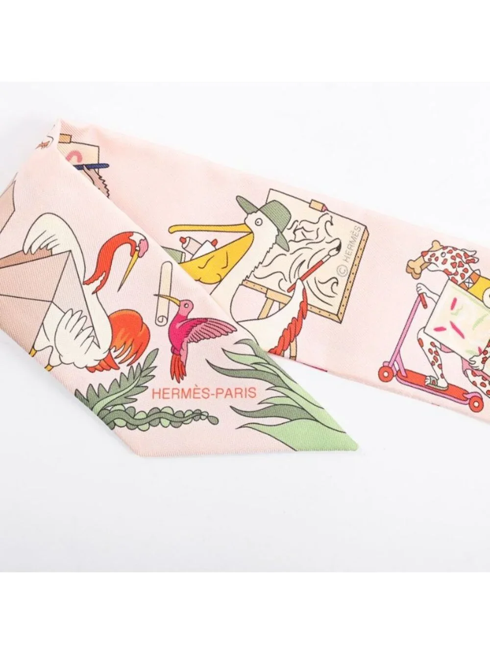 Hermes Scarf Twilly Scarves Pink
